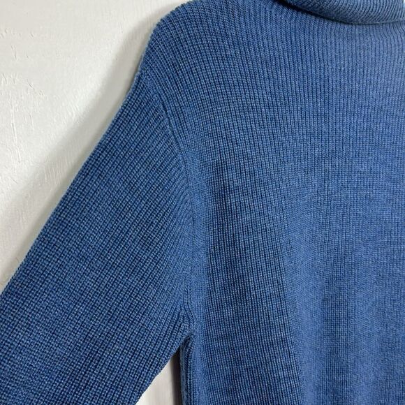 Magaschoni Man Virgin Wool Turtleneck Ribbed Knit Sweater In Blue Size S - Picture 3 of 9